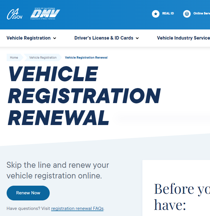 캘리포니아 DMV 자동차 등록 갱신 (Vehicle Registration Renewal) 온라인으로 하는 방